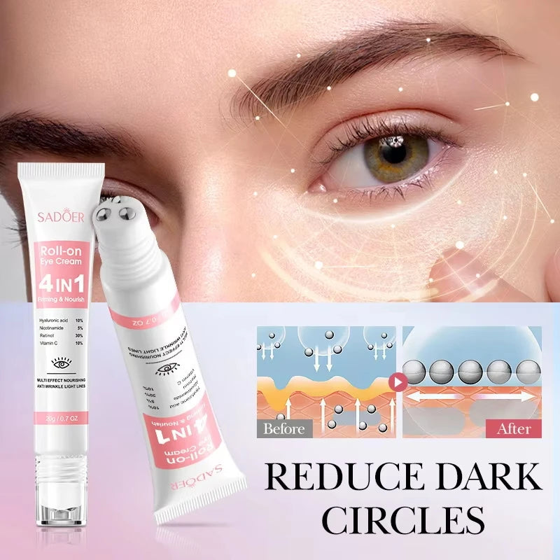 SADOER 4-in-1 Roll-On Eye Cream | Retinol, Vitamin C & Niacinamide Eye Cream Serum Oasis Select