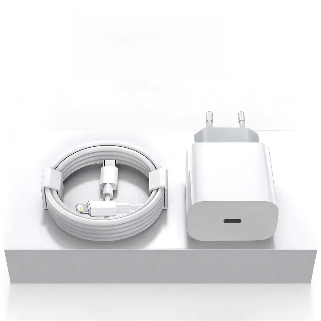 PD 20W Fast Charging EU Charger Plug with 1M/3FT Cable for iPhone iPad Oasis Select EU