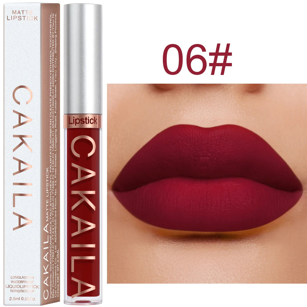 1 Pcs Waterproof Lip Gloss Lipstick Set - Nude, Dark Brown & Matte Red Shades, Long-Lasting 24-Hour Wear, Suitable for All Skin Oasis Select 06