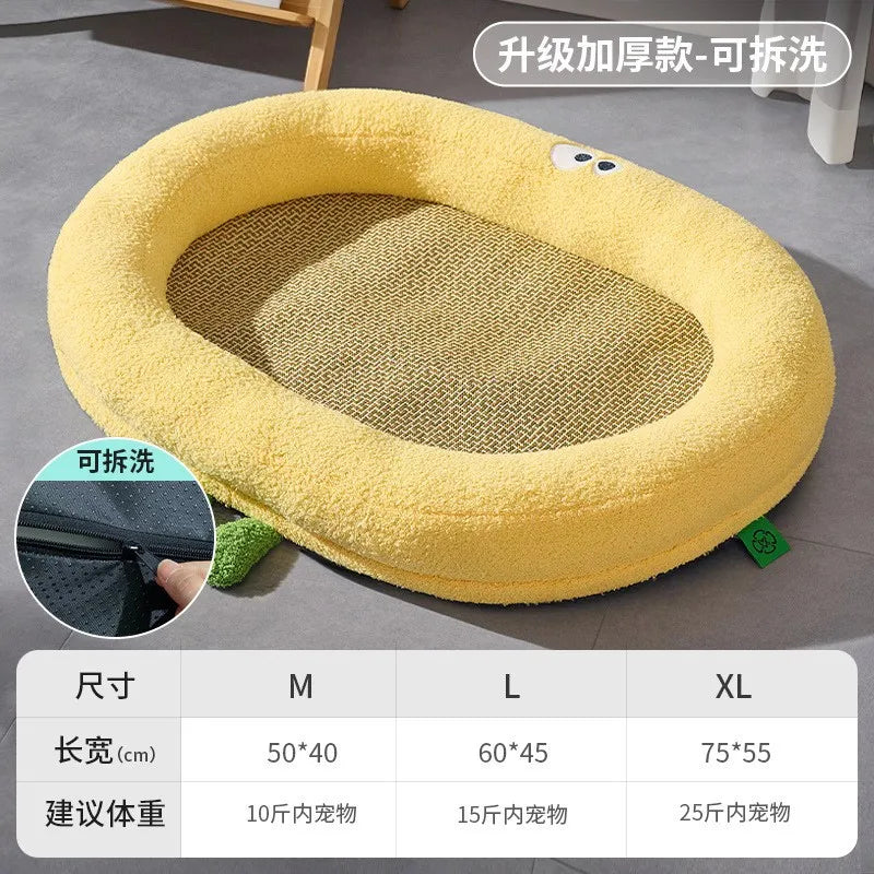 Summer Pet Wicker MATS, Cat Beds, Cool and Breathable Cat Beds, Dog Bed MATS, and Pet Ice Pads Can Be Disassembled and Washed Oasis Select Ellipse yellow L 60x45cm