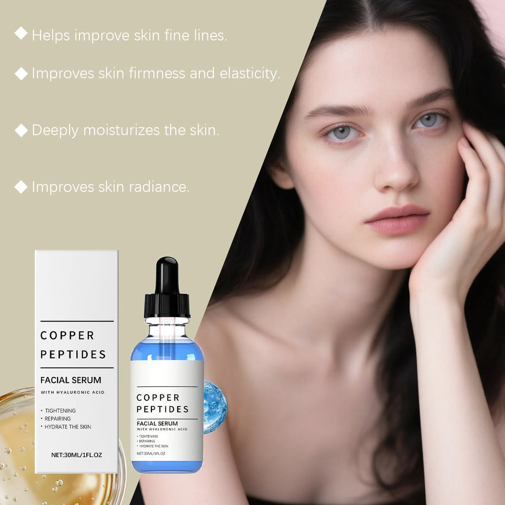 Copper Peptide Serum Lifting Firming Skin Anti Wrinkle Nourishing Smooth Improve Texture Hydration Hyaluronic Acid Face Serum Oasis Select