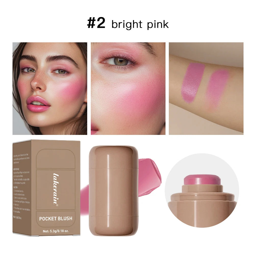 3-in-1Blush Stick Lasting Brightens Facial Cheek Stick Moisturizing Flash Lip Gloss Makeup Lip Gloss Face Rouge Oasis Select 2