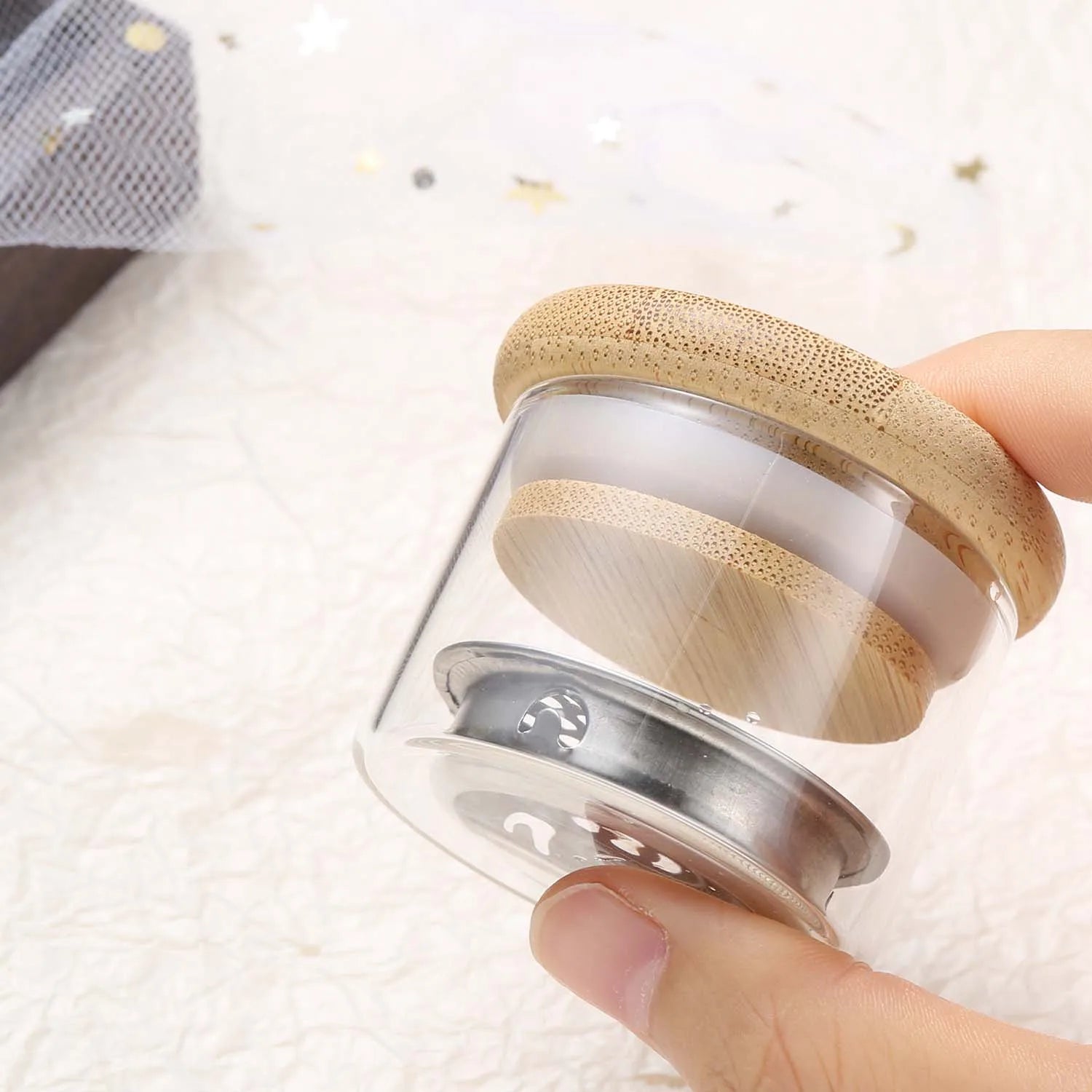 Nail Brush Cleaner Cup Wash Pen Brush Cup with Stainless Steel Mesh Base Nail Drill Bits Cleaning Container Crystal Glass Cup Oasis Select