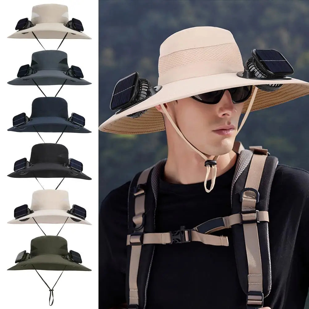 Solar Fan Hat – Wide Brim UV Protection & 3-Speed Cooling