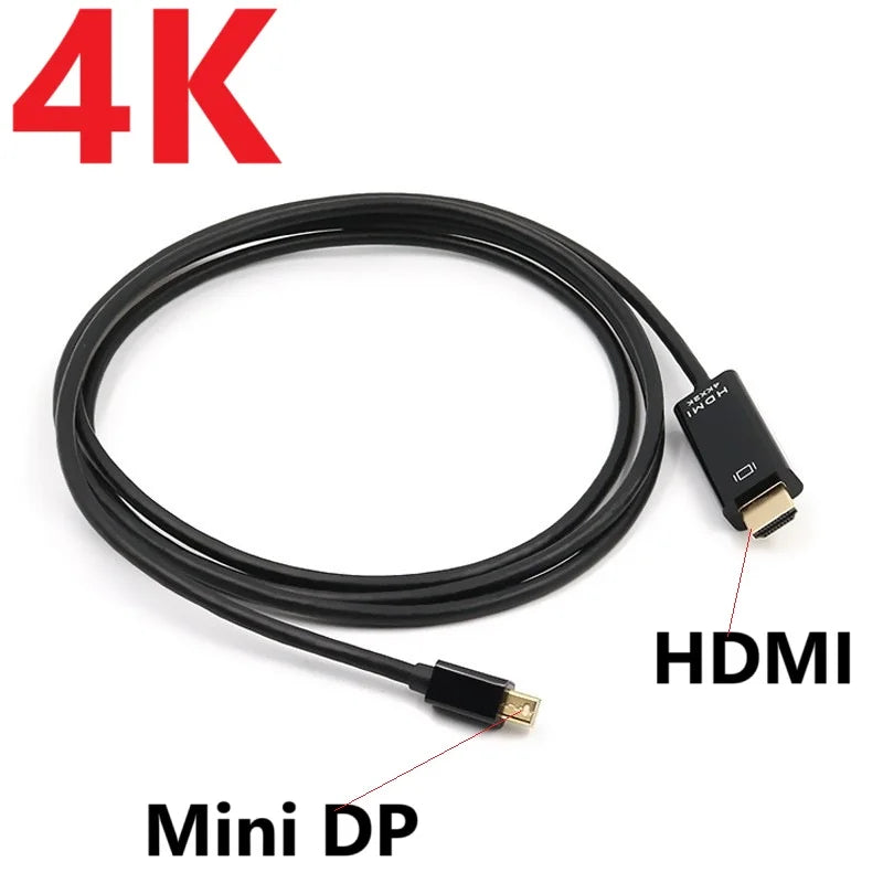 1.8M 4k Mini DP to HDMI-compatible Cable Adapter for MacBook Pro Air Mini DisplayPort Thunderbolt to HDMI Converter Cable Oasis Select Mini DP to HD