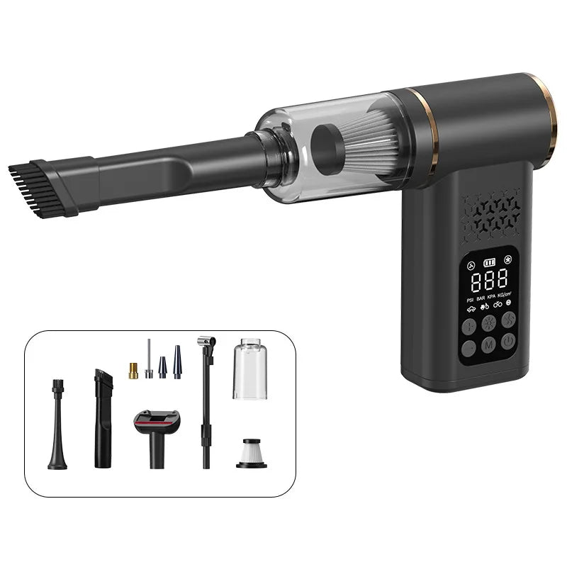 Portable Wireless Car Vacuum Cleaner Smart Tire Inflator with Digital Display Multi Purpose Tire Air Pump for Emergency Roadside Oasis Select black