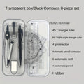 8PCS Drawings for Geometry School Compasses, Mechanical Pencils, Protractors, Rulers, and Tripods, with Storage Boxes Oasis Select Light Grey