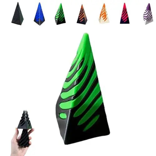 Impossible Pyramid Passthrough Sculpture - 3D Optical Illusion Art Decor Oasis Select Green Black 11x5x5cm 2PCS