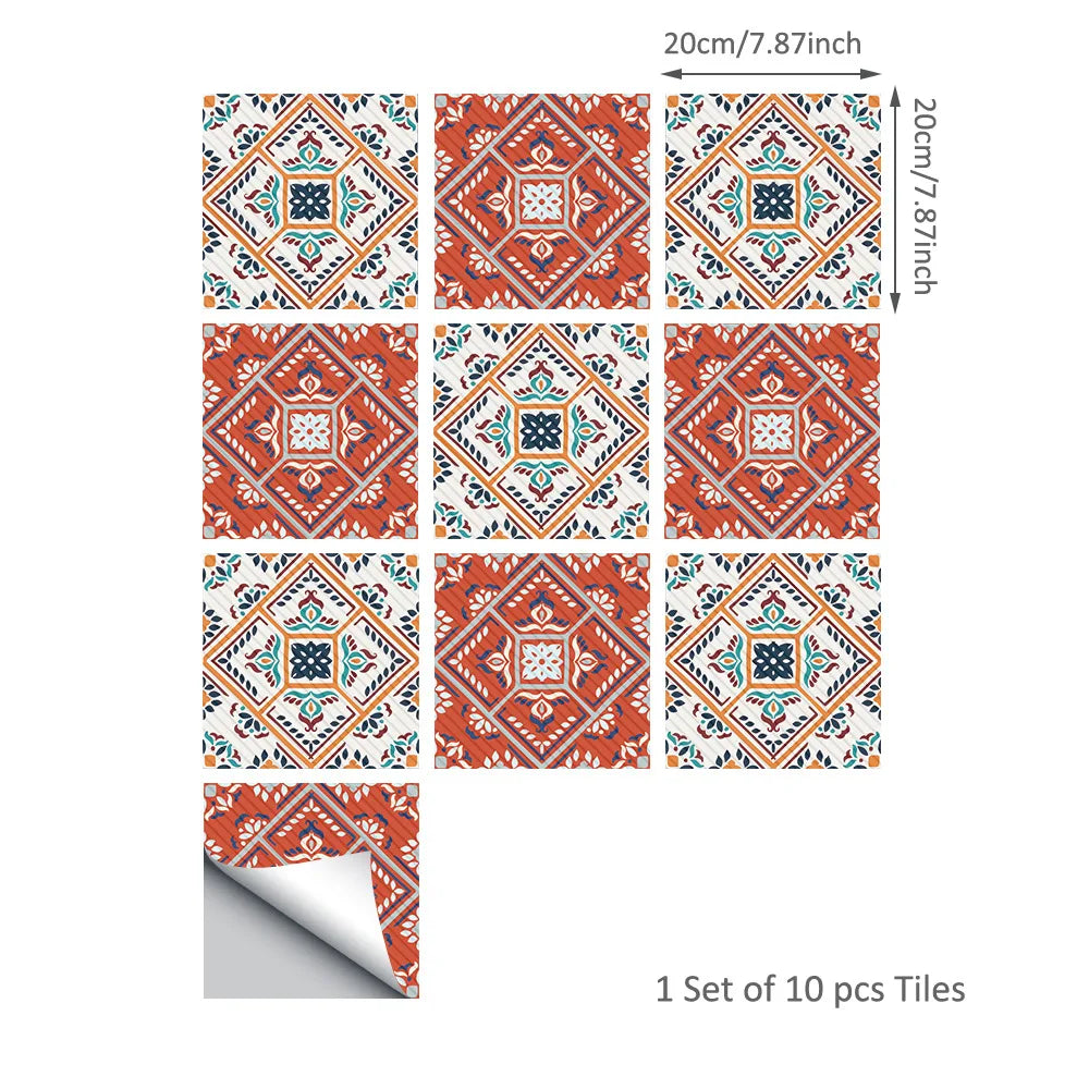 20*20cm Nordic Style Floor Tile Stickers Waterproof Anti-slip Wall Decals Home Decor for Bathroom Kitchen Oasis Select DB179 20 20CM 10PCS