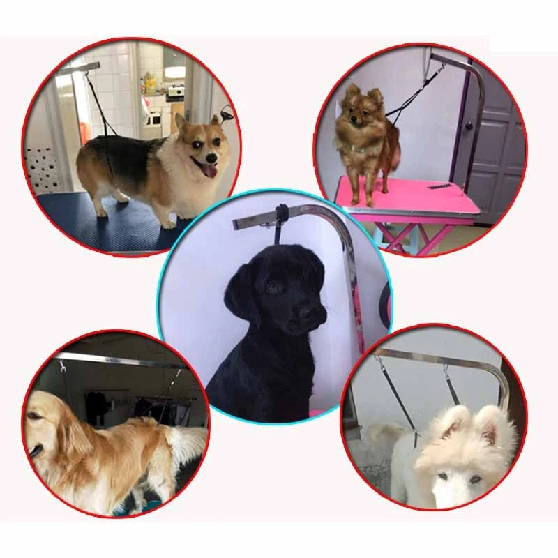 2pcs Adjustable Dogs Leash Pets Noose Loop Lock Clip Rope Cats Grooming Table Accessories Arm Bath Nylon Restraint Ropes Harness Oasis Select