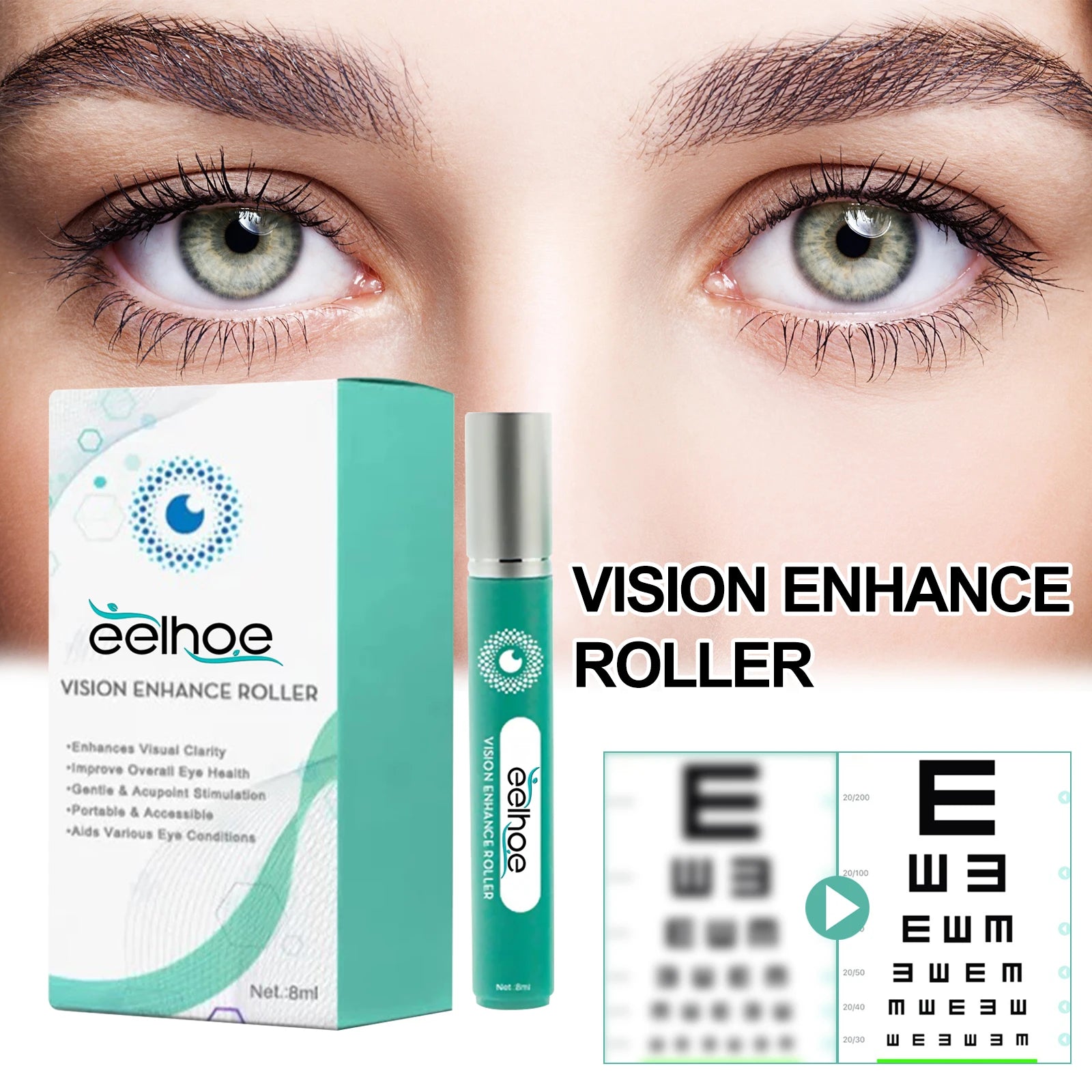 Eye Serum and Massage Roller to Relax the Eyes, Relieve Dryness and Fatigue, And Provide Eye Care Massage Eye Care Oasis Select