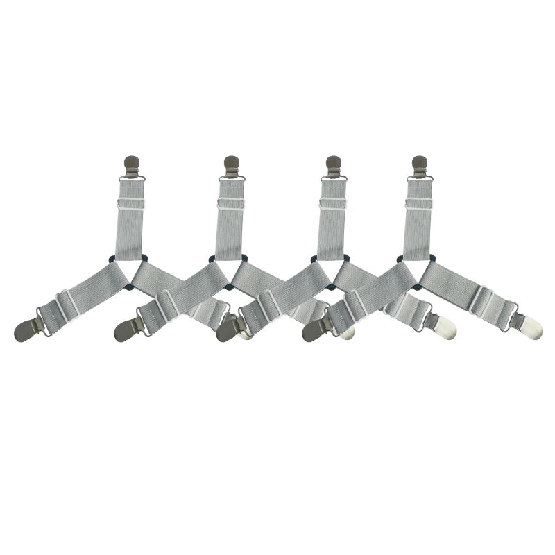 4pcs Adjustable Bed Sheet Clips Elastic Straps Fasteners Holder for Mattress Cover Organizer Home Gadgets Oasis Select grey