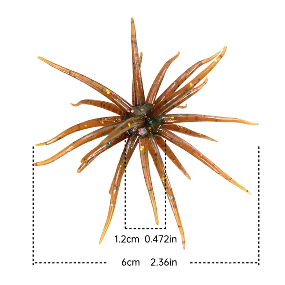 2pcs 6cm Sea Urchin Soft Bait TPR Floating Lure For Bass Mandarin Fish Sea Bream Fishing Tackle Worm Jig Head Rig Oasis Select