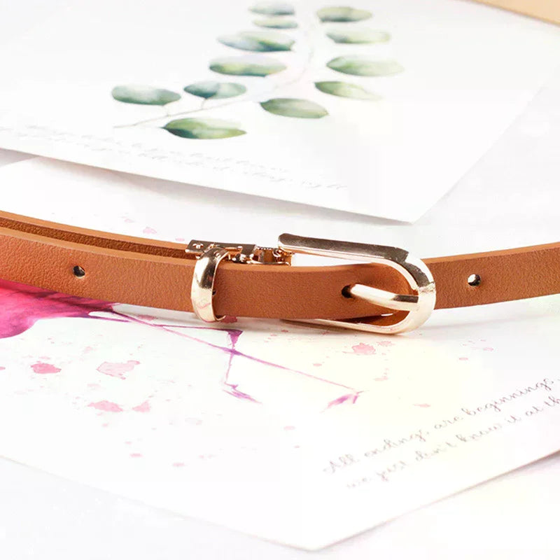 1PC Fashion Black White Gray Women Belts Thin Skinny Waistband Pin Buckle Adjustable Belt Summer Dress Jeans Strap Pu Belts Oasis Select