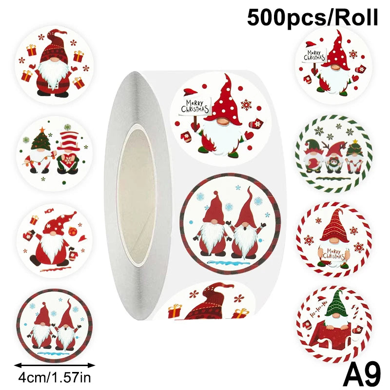 200-500pcs Christmas Stickers Christmas Tree Santa Hat Self-Adhesive Gift Tags PVC Gift Wrapping Seals Decals Party Decorations Oasis Select onesize A9