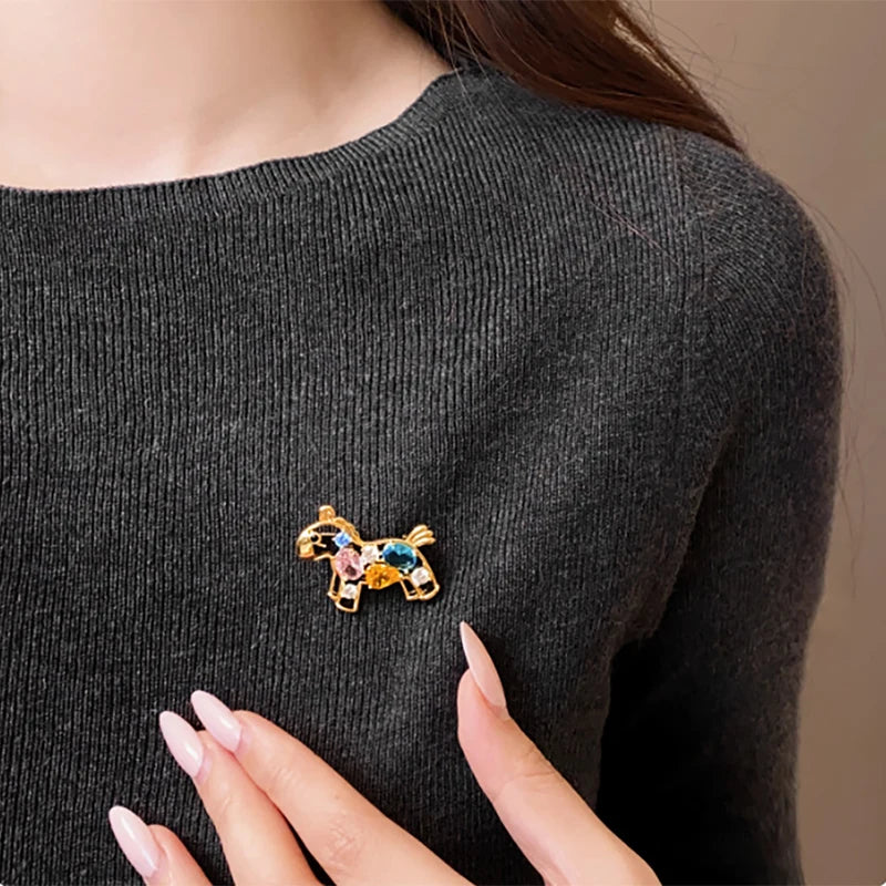 Crystal Hobbyhorse Brooches For Women Kids Lovely Beautiful Horse Party Casual Brooch Pins Gifts Oasis Select