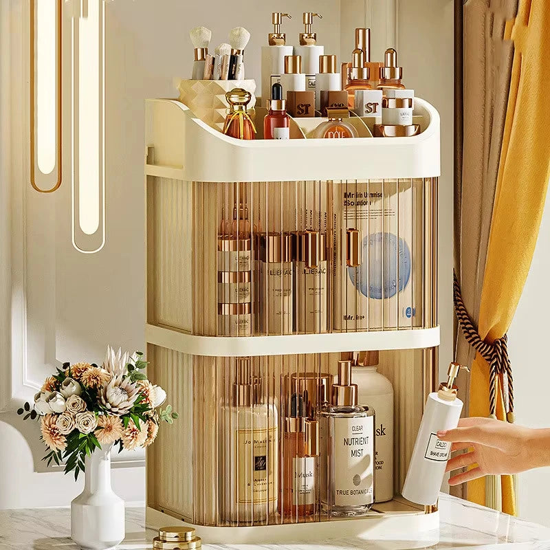 Desktop Makeup Organiser with Drawers Skincare Storage Box Face Mask & Lipstick Holder Plastic Storage Rack Oasis Select