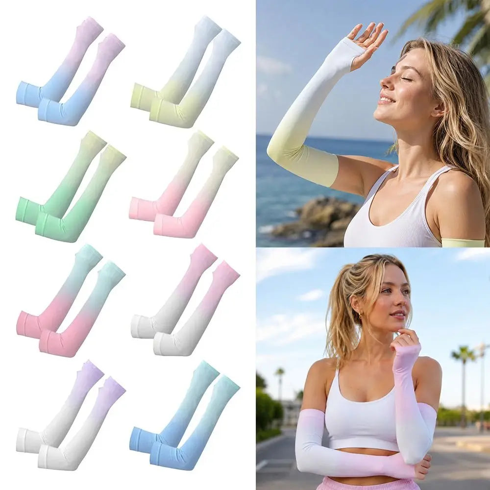 1pair Portable UPF 50+ Arm Covers Breathable UV Protection Cooling Arm Sleeves Elastic Compression Sleeve Summer Oasis Select