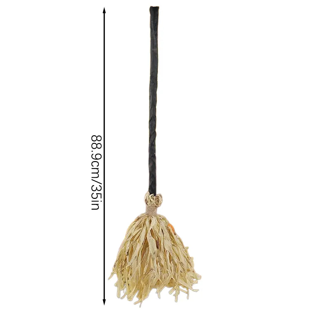 Animated Floating Witch Broom – Light-Up Halloween Decoration