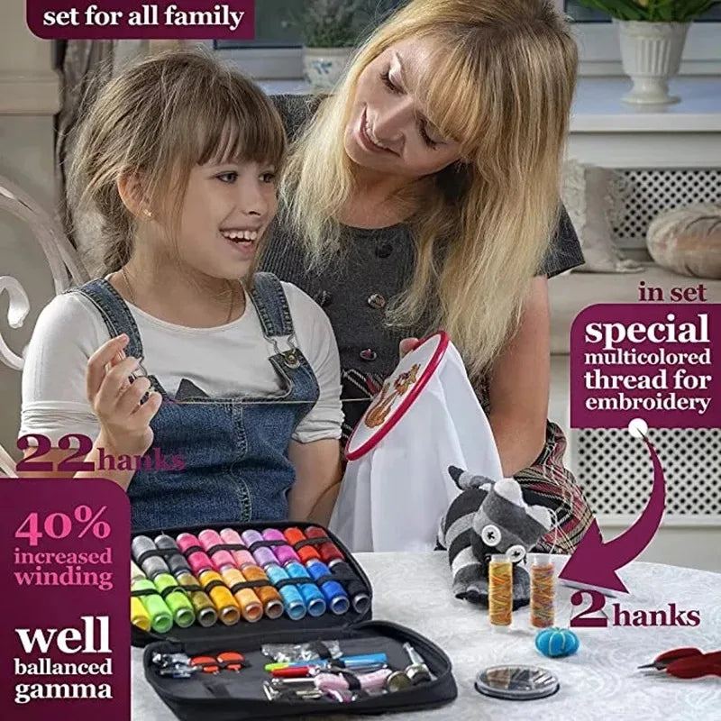 DIY Multi-Function Sewing Kit Box Set – 80+ Piece Embroidery Sewing Kit Set Oasis Select