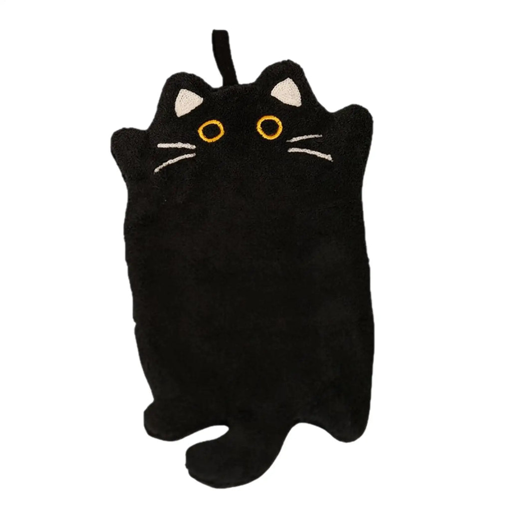 Cute Cat Hand Towel Coral Fleece Strong Water Absorption Bathroom Kerchief Hanging Style Soft Washcloth Rags Hand Towels Oasis Select