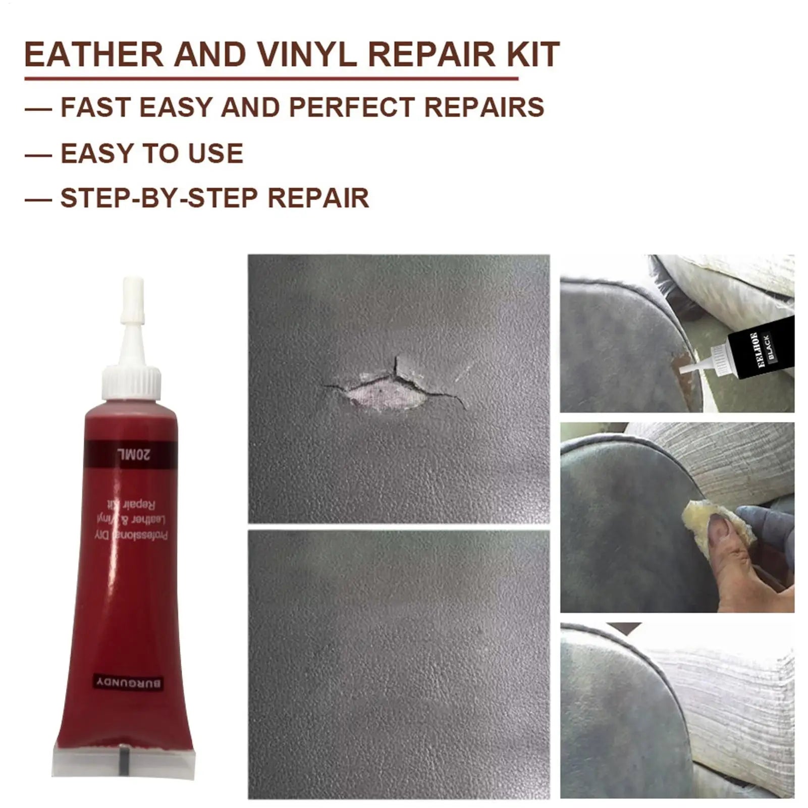 Car Repair Scratches Cracks 20ml Leather Repair Gel Leather Complementary Color Repair Paste Car Repair Cream Agent Car care Oasis Select