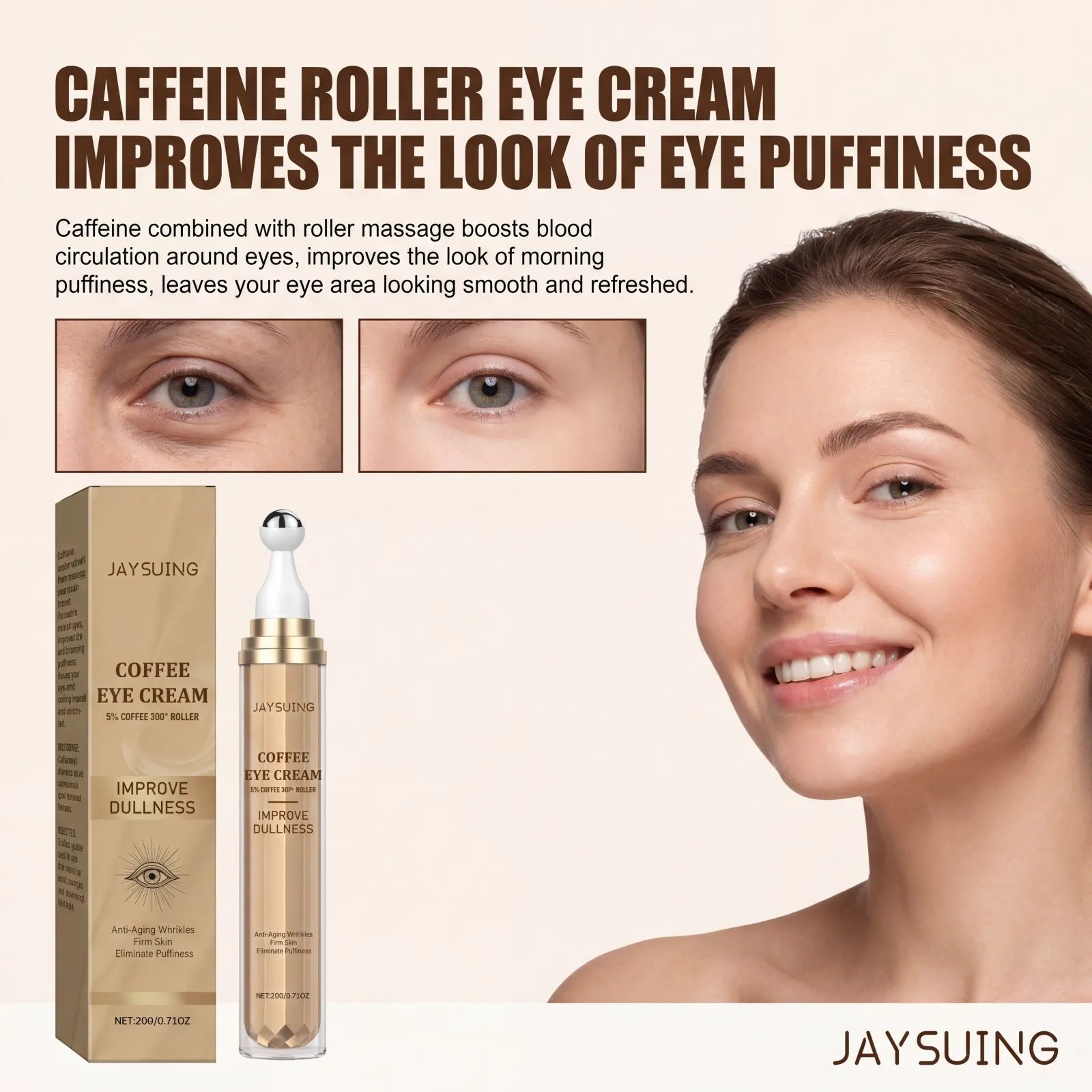 Caffeine Eye Cream Eye Cream Puffiness Dark Circles Fine Lines Firming Hydrating Niacinamide 5% Caffeine Smooth Skin Cream 20g Oasis Select