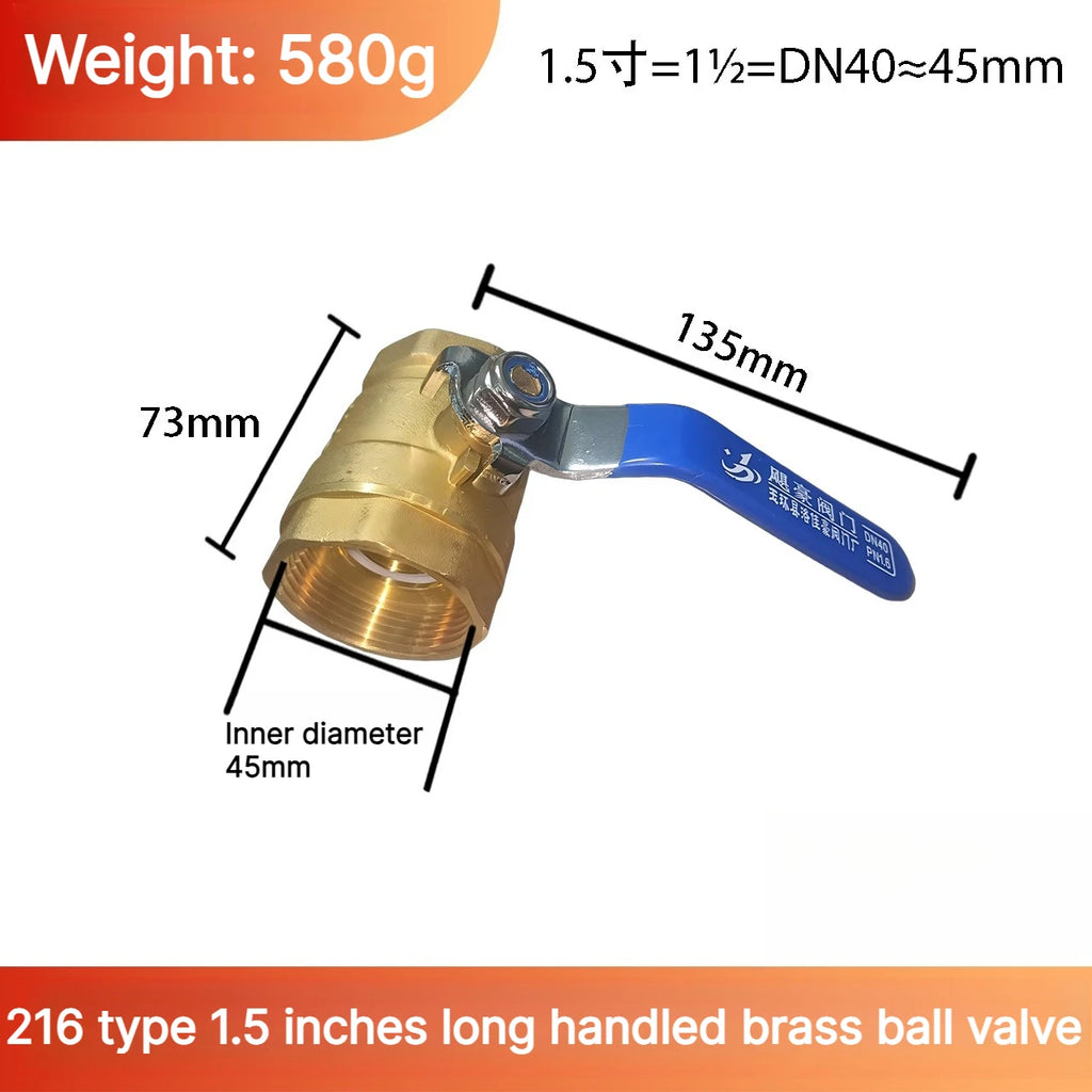 Brass Mini Ball Valve 1/2" 3/4"1inch BSP Type 216 Air Compressor Water Gas Oil Shut Off Valve Thicken Threaded Male To Female Oasis Select DN40 L