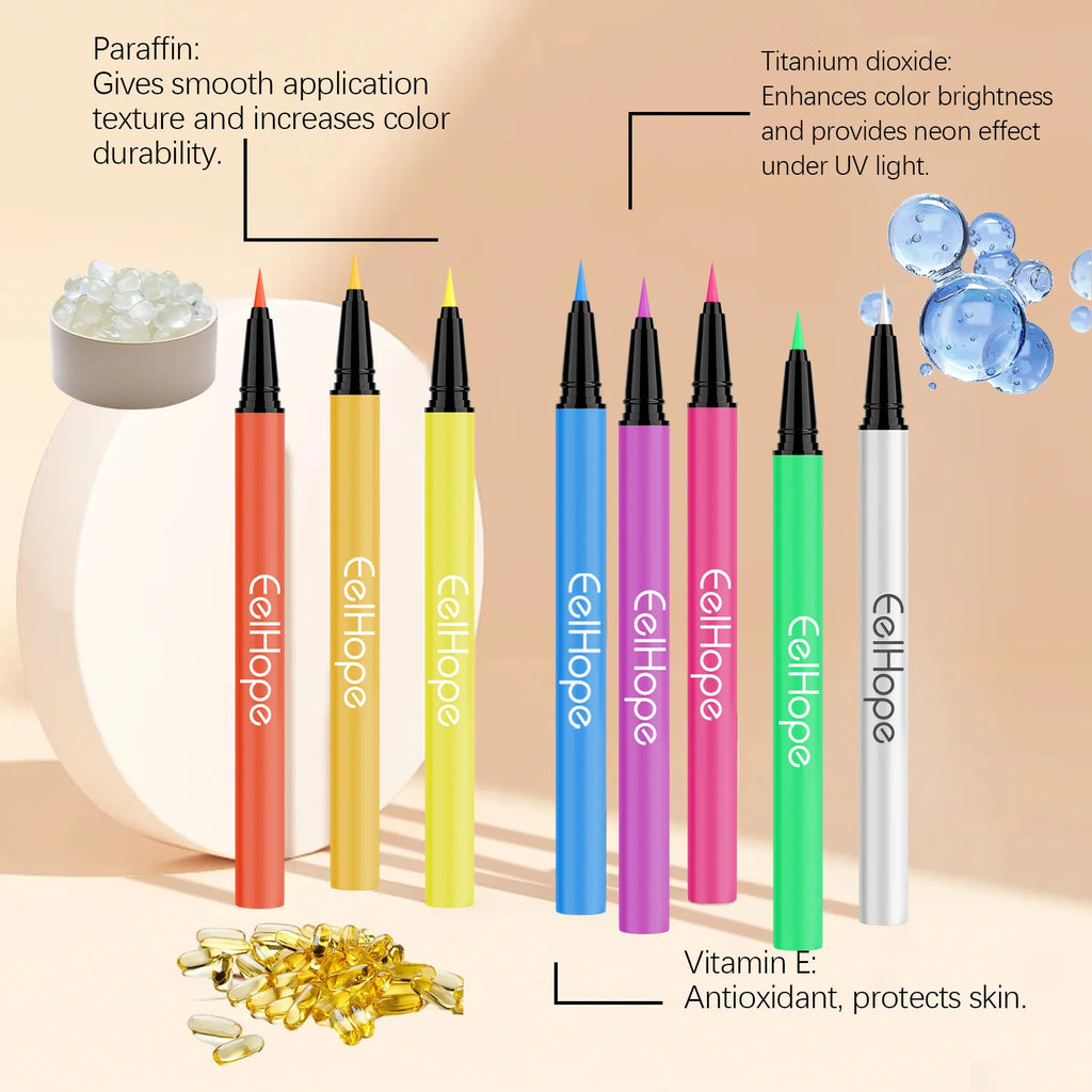 8-color Halloween Neon Liquid Eyeliner Eye Makeup Long Lasting Highlighter Paint Face Waterproof Rainbow Shadow Makeup Cosmetics Oasis Select