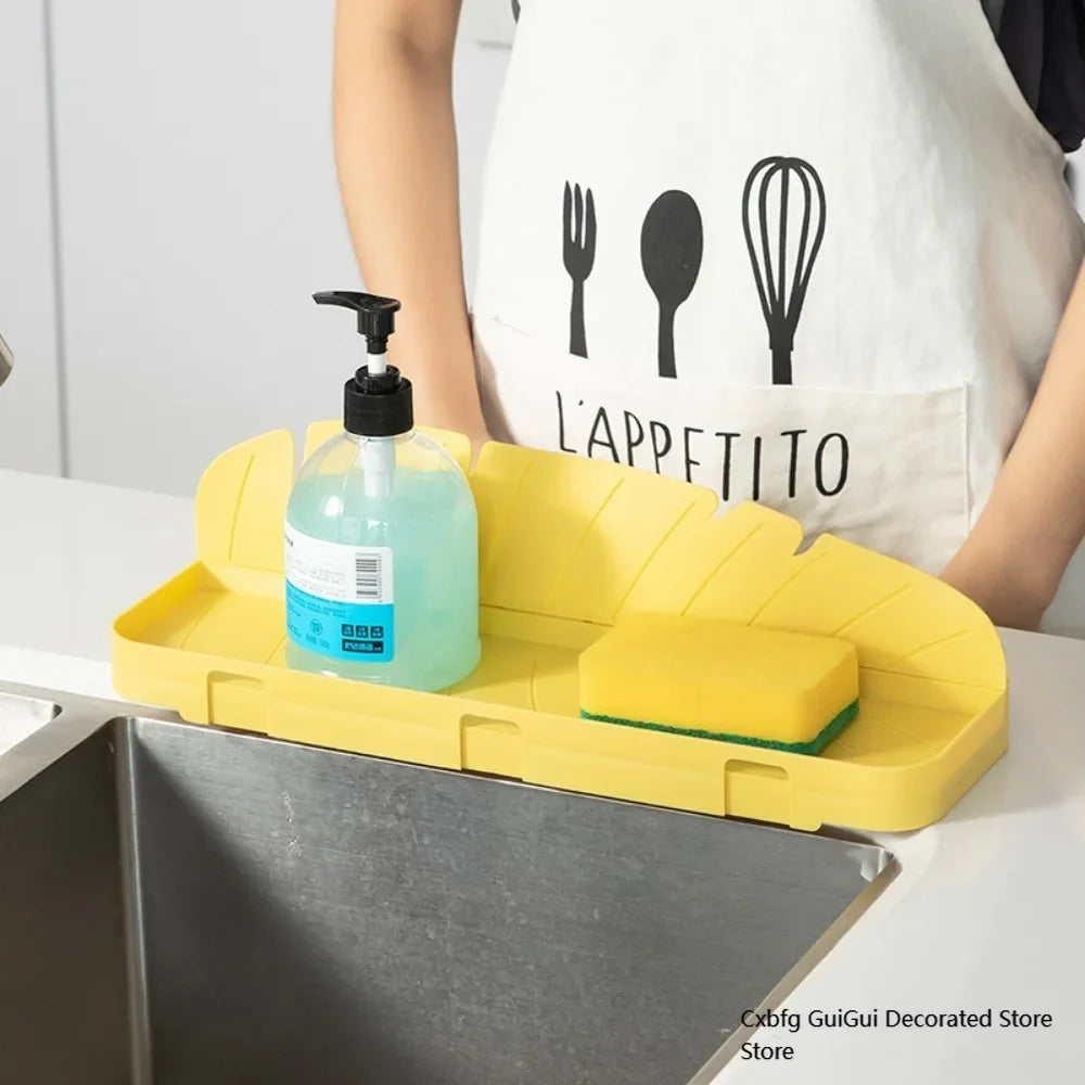 2 in 1 Suction Based Sink Splash Guard with Storage Kitchen Anti Splash Barrier and Organizer Tray Tool Must Have Accessory Oasis Select