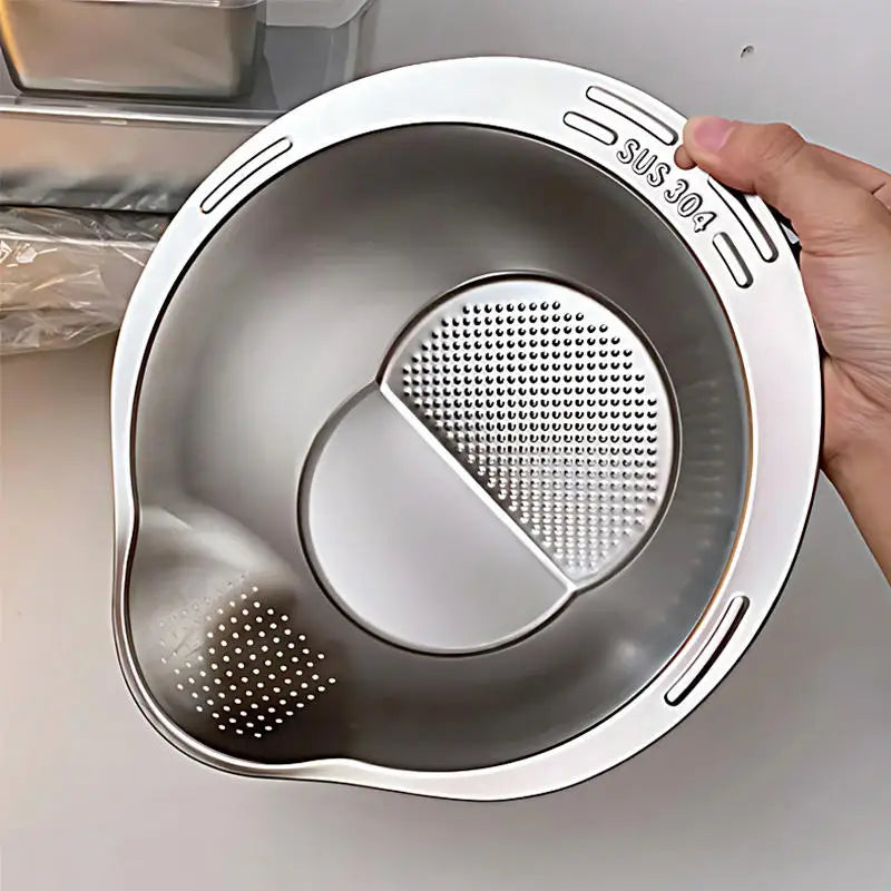 304 stainless steel drain basket Household kitchen washing rice washing dishes special drain basin filter basket Oasis Select
