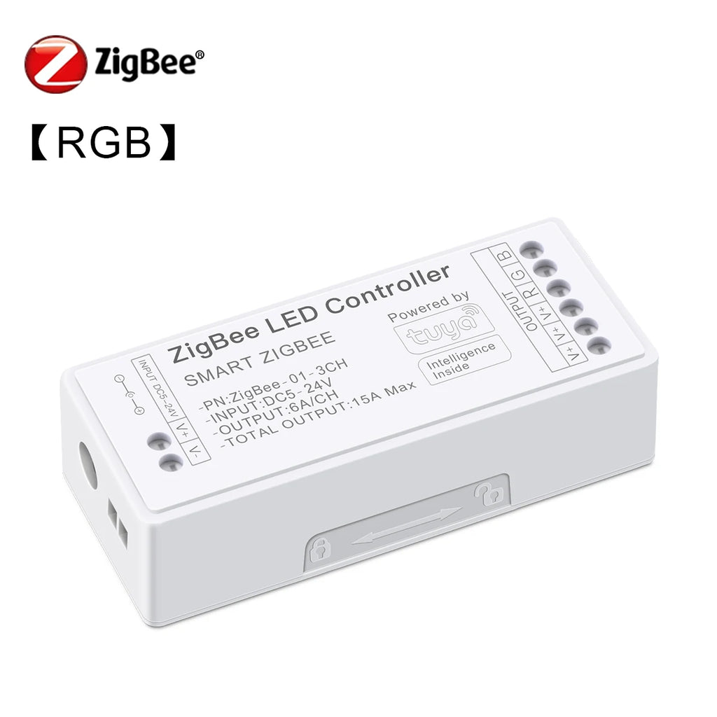Tuya Zigbee LED Controller Voice Control RGB RGBW CCT LED Strip Smart Controller Dimmable DC5-24V for Alexa Echo Google Home Oasis Select RGB Controller