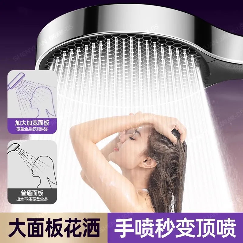 New High Pressure 15CM Shower Head Black 3 Modes Water Saving Spray Nozzle Massage Rainfall Shower Bathroom Accessories Oasis Select