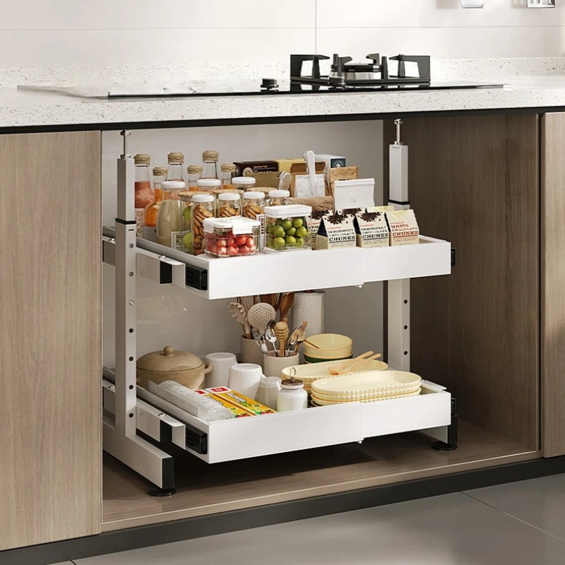 Dish seasoning storage rack under kitchen cabinet Non-punching and pulling bowl rack Retractable storage basket rack Oasis Select
