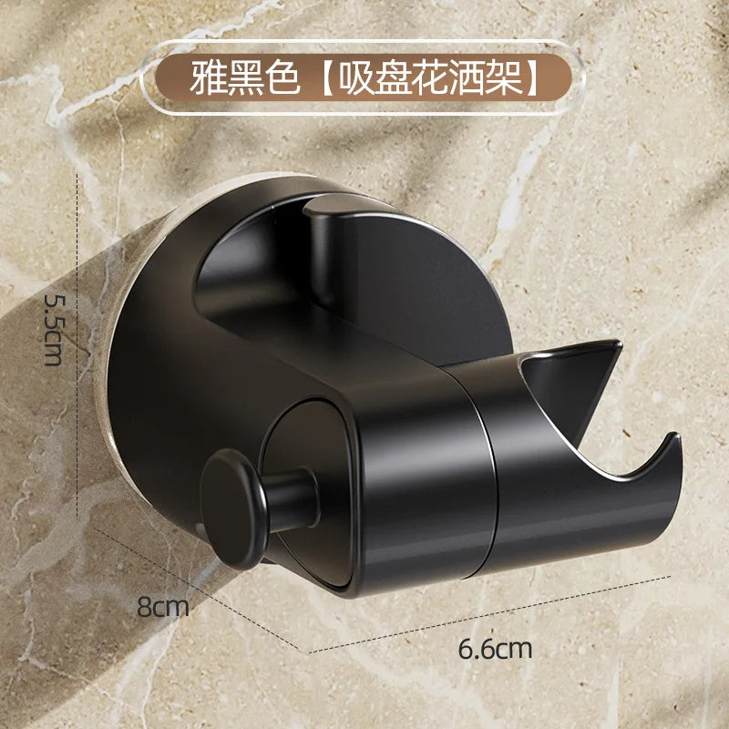 New Shower Holder 360°Adjustable Self-adhesive Shower Head Stand Bracket, Suction Cup Shower Head Holder Bathroom Accessories Oasis Select Black Holder