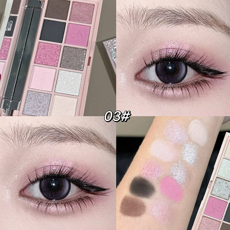 NICEKEY 10-Color Eyeshadow Palette – Glitter, Shimmer & Matte