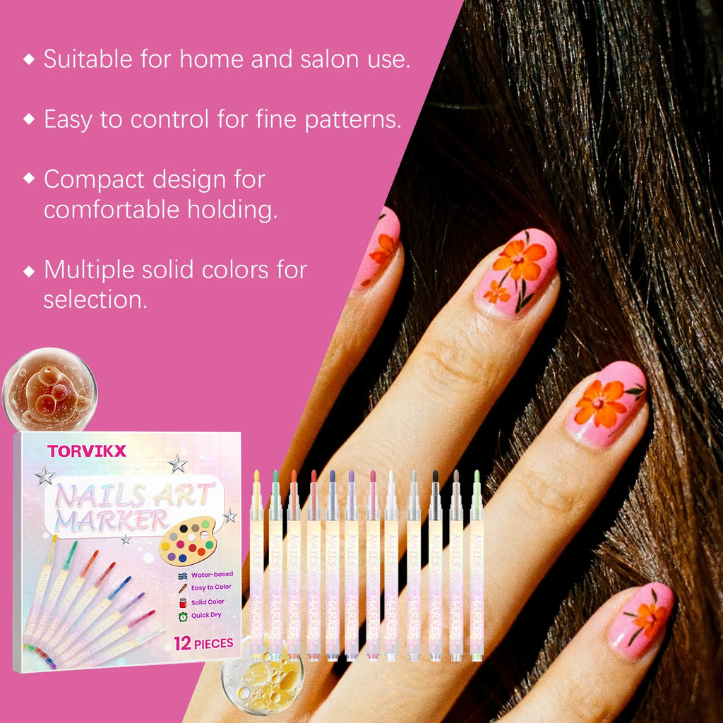Nail Art Pen DIY Painting Fine Tip Long Lasting Color Smooth Drawing Water Based Waterproof Quick Dry Professional Beginner Oasis Select