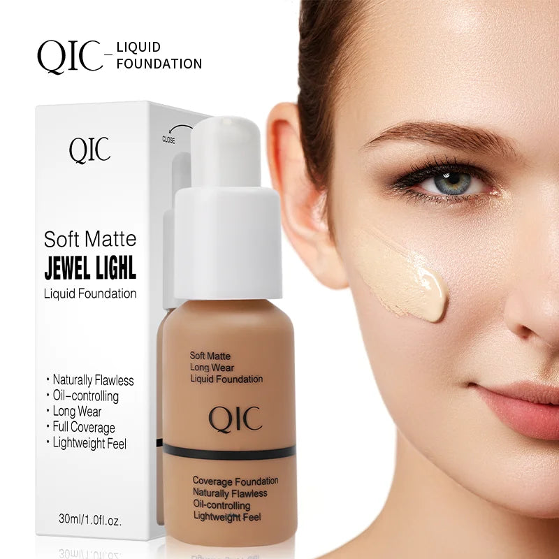 QIC Matte Liquid Foundation – Waterproof, Oil-Control, 5 Shades