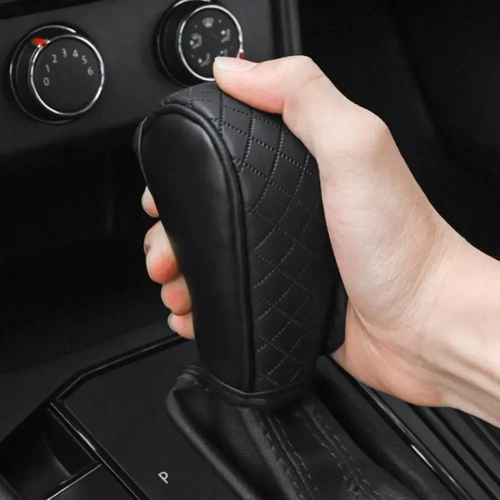 Car Shift Handle Cover PU Leather Non-Slip Wear-resistant Shift Knob Decor Protective Cover Universal Car Interior Accessories Oasis Select