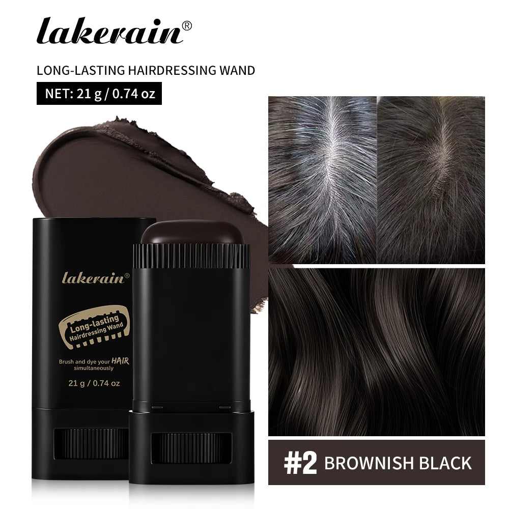 2in1 Hair Dye Stick with Comb Black Brown Coffee Long Lasting Temporary Hair Coloring Covered White Hairs Hairline Pen Washable Oasis Select 2 Brownish Black