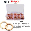 50/100/280/200/150Pcs Washer Copper Sealing Solid Gasket O Ring Copper Gaskets Flat Ring Seal Assortment Kit Hydraulic Accessory Oasis Select 100pcs