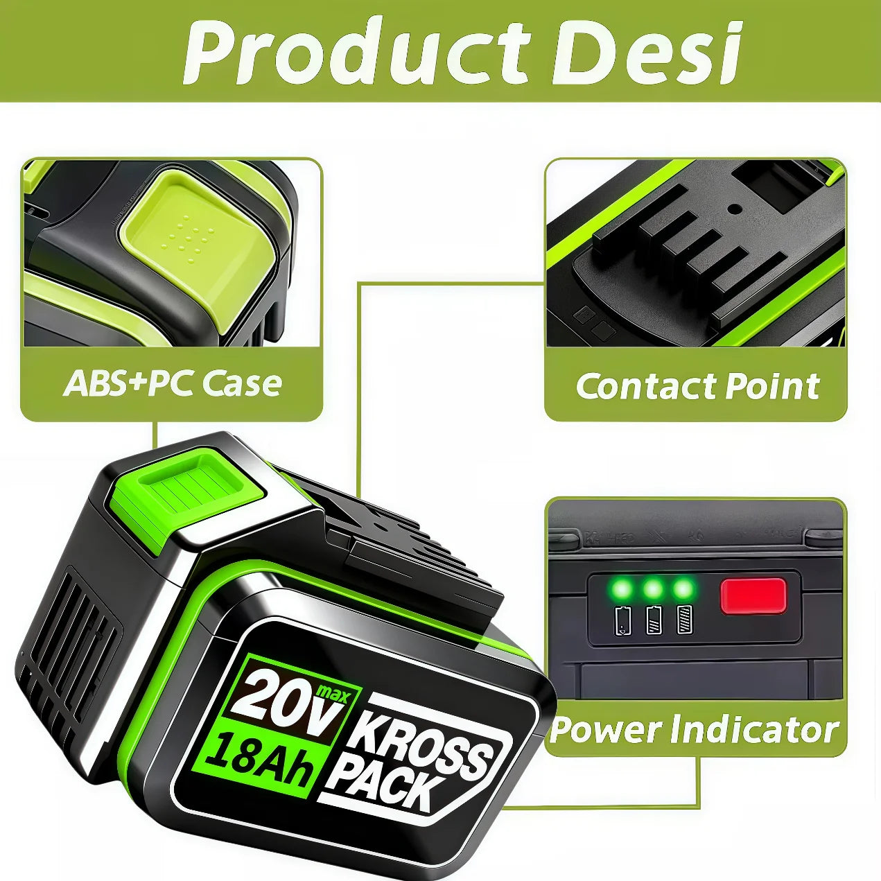 New High-capacity 20V Worx 18000mAh Replacement Lithium-ion Battery，For WA3551 WA3551.1 WA3553 WA3641Rechargeable Tool Battery Oasis Select