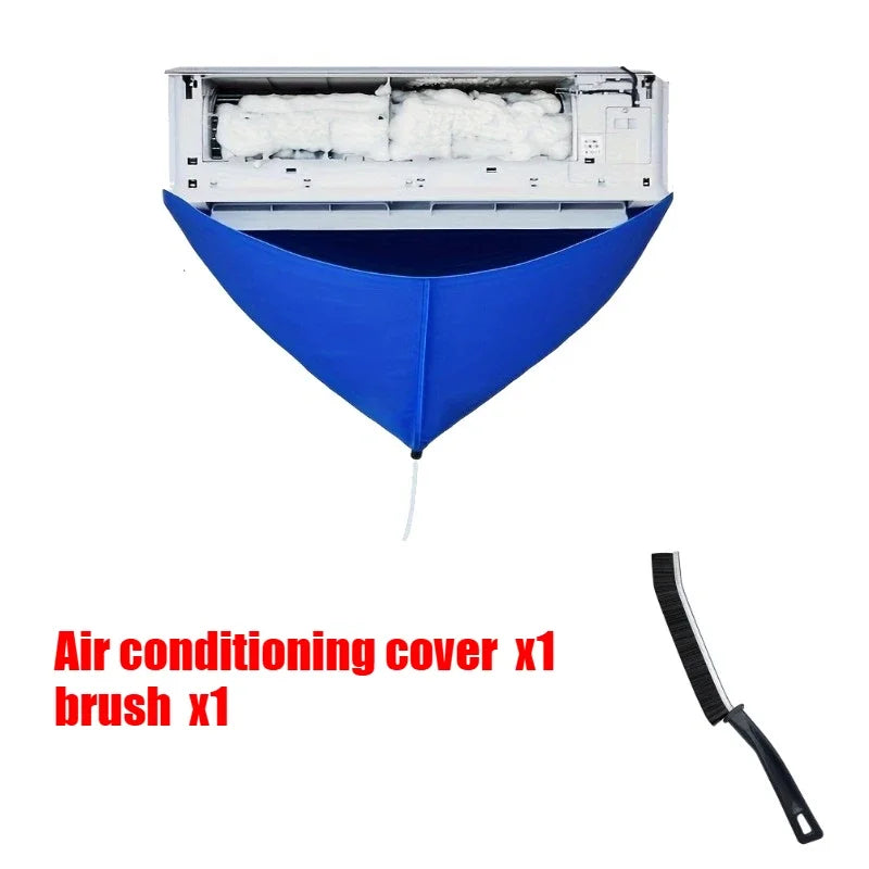 100cm Thickened Cleaner Air Coditioning Cleaning Cover Bag PVC with Water Pipe Home 1-1.5P Split Hanging Air Conditioner Tools Oasis Select 2pcs-cloth-brush