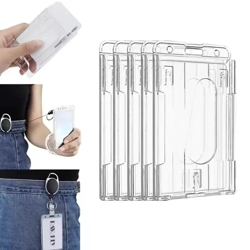 1/5Pcs Badge Reel Clip Credit Card Cover Bus Card Cover Case Retractable Badge Holder Badge Clip Heavy Duty ID Holder Oasis Select