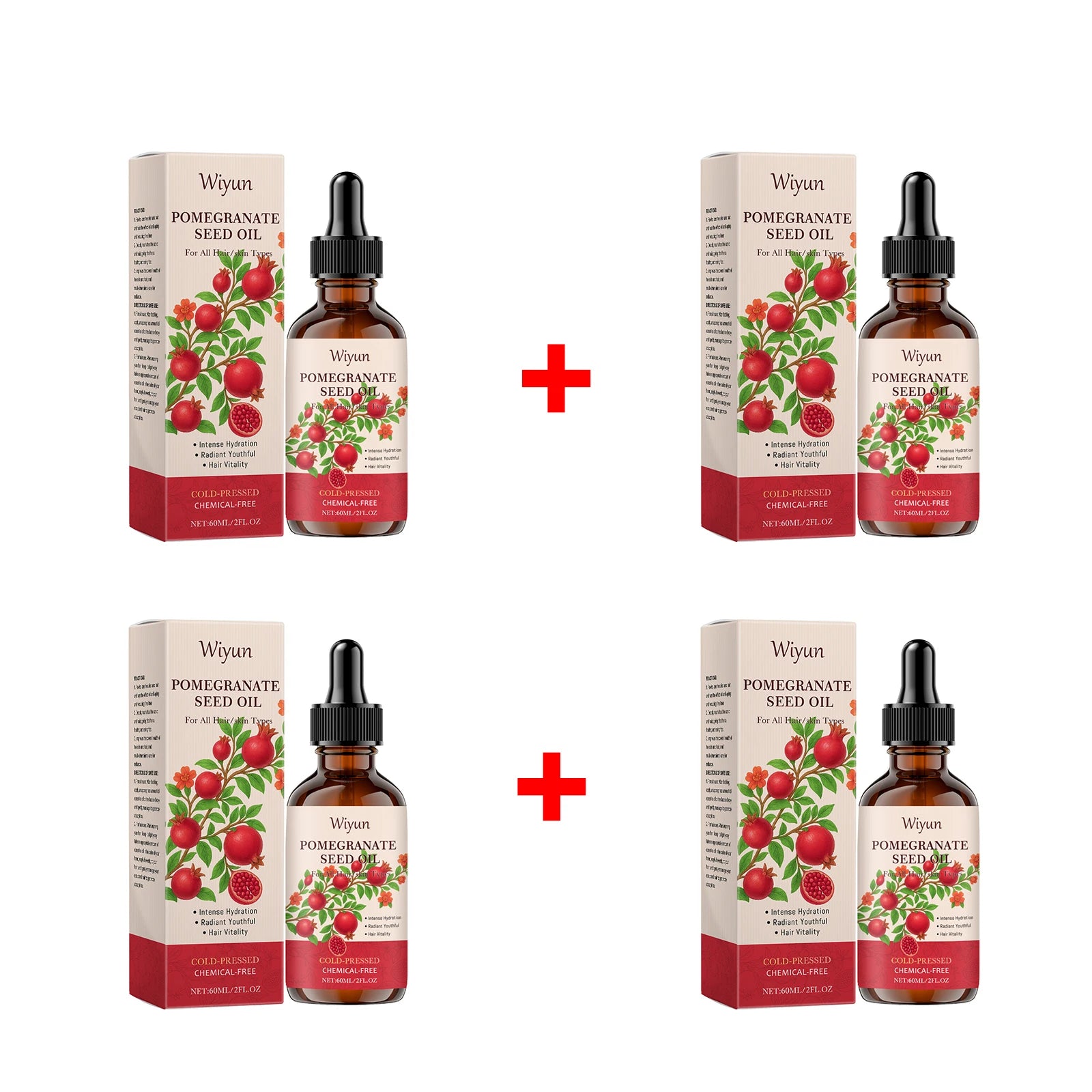 Pomegranate Seed Oil for Hair Skin Care Nourishing Scalp Increase Skin Elasticity Reduce Dryness Smoothing Cold-Pressed Body Oil Oasis Select 4pcs