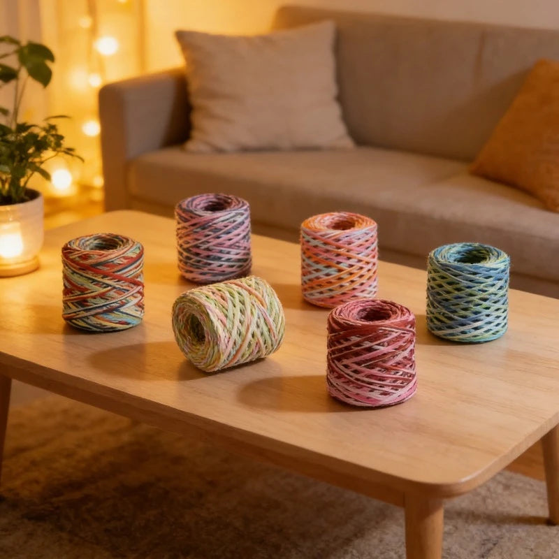 Natural Raffia Straw Yarn 200M Roll For Knitting Crocheting Paper Threads DIY Handmade Summer Sunhat Beach Bag Material Oasis Select