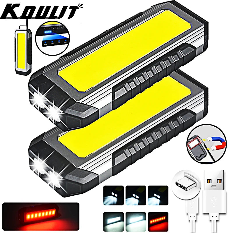 KDULIT Waterproof with Magnet Flashlight Portable COB Work Light LED 4000mAh Flashlights Multimode 18650 Camping Torch Light Oasis Select