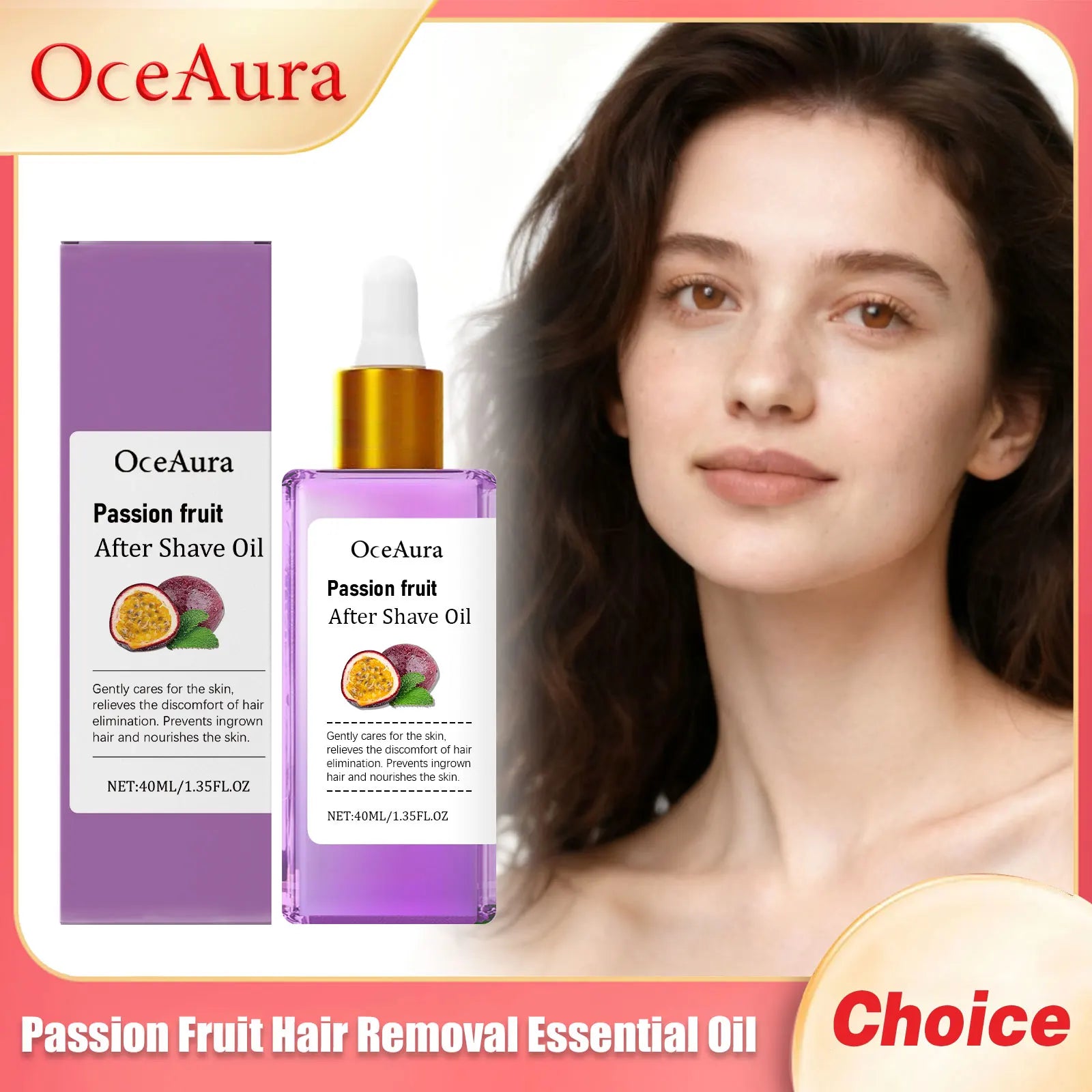 OCEAURA Passion Fruit Hair Removal Essential Oil Inhibit Hair Growth Relieve Discomfort Sooth Hair Removal Massage Essential Oil Oasis Select