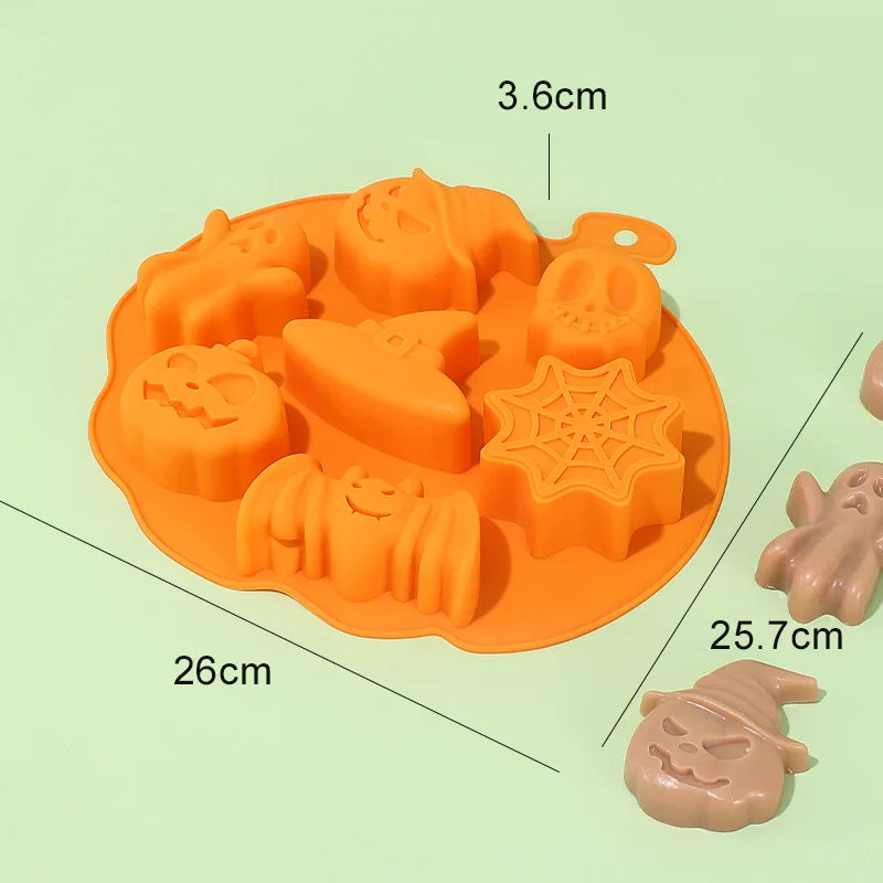 Halloween Silicone Molds Pumpkin Candy Mould Tray Pumpkin Ghost Bat Skull Fondant Chocolate Moulds for Craft Cupcake Soap Jelly Oasis Select 596