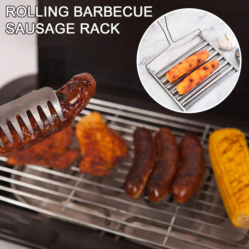 Stainless Steel Hot Dog Roller Rack | BBQ Sausage Griller